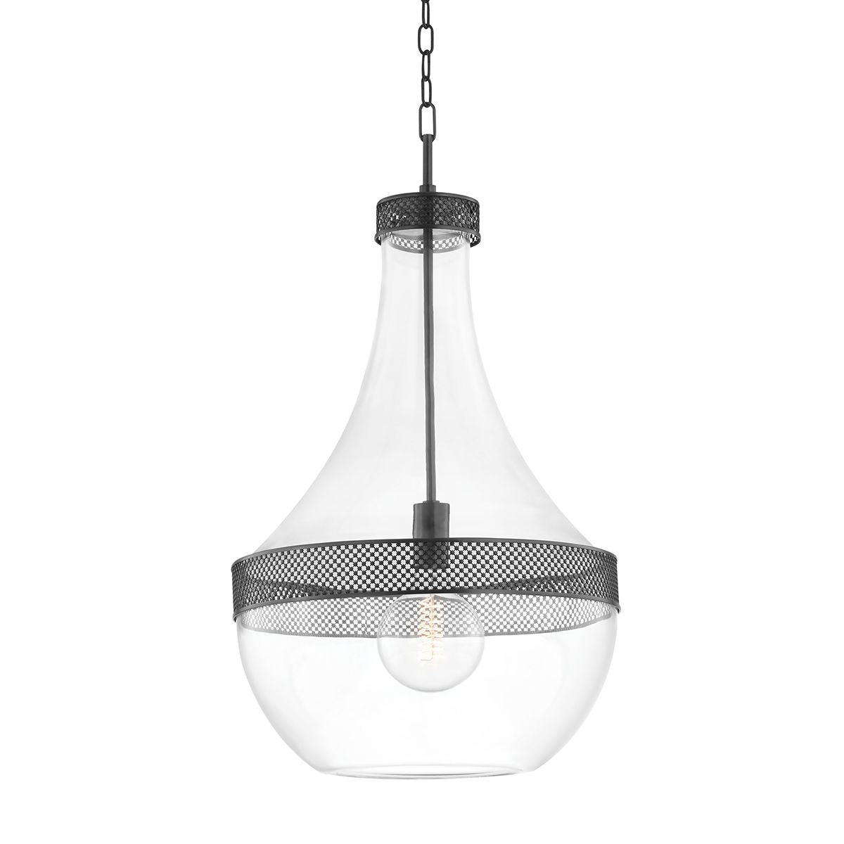 Hudson Valley Lighting 1817 Hagen Large Pendant Light with Clear Genie Shade, Dimmable, 60W E26 Base