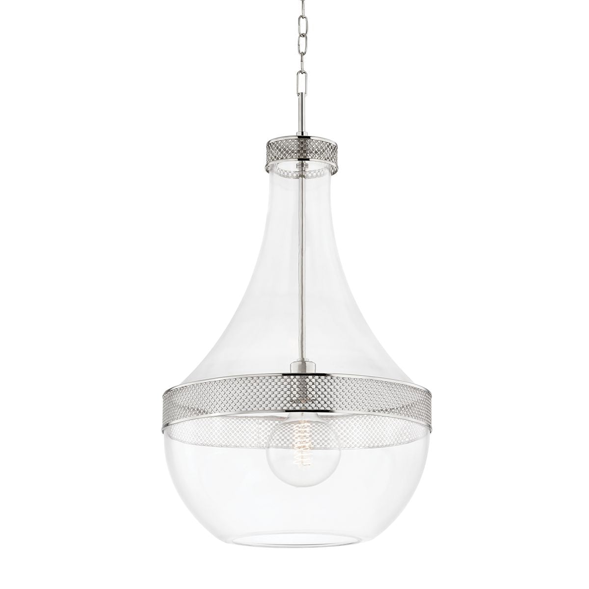 Hudson Valley Lighting 1817 Hagen Large Pendant Light with Clear Genie Shade, Dimmable, 60W E26 Base