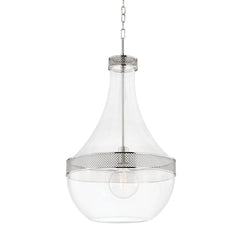 Hudson Valley Lighting 1817 Hagen Large Pendant Light with Clear Genie Shade, Dimmable, 60W E26 Base