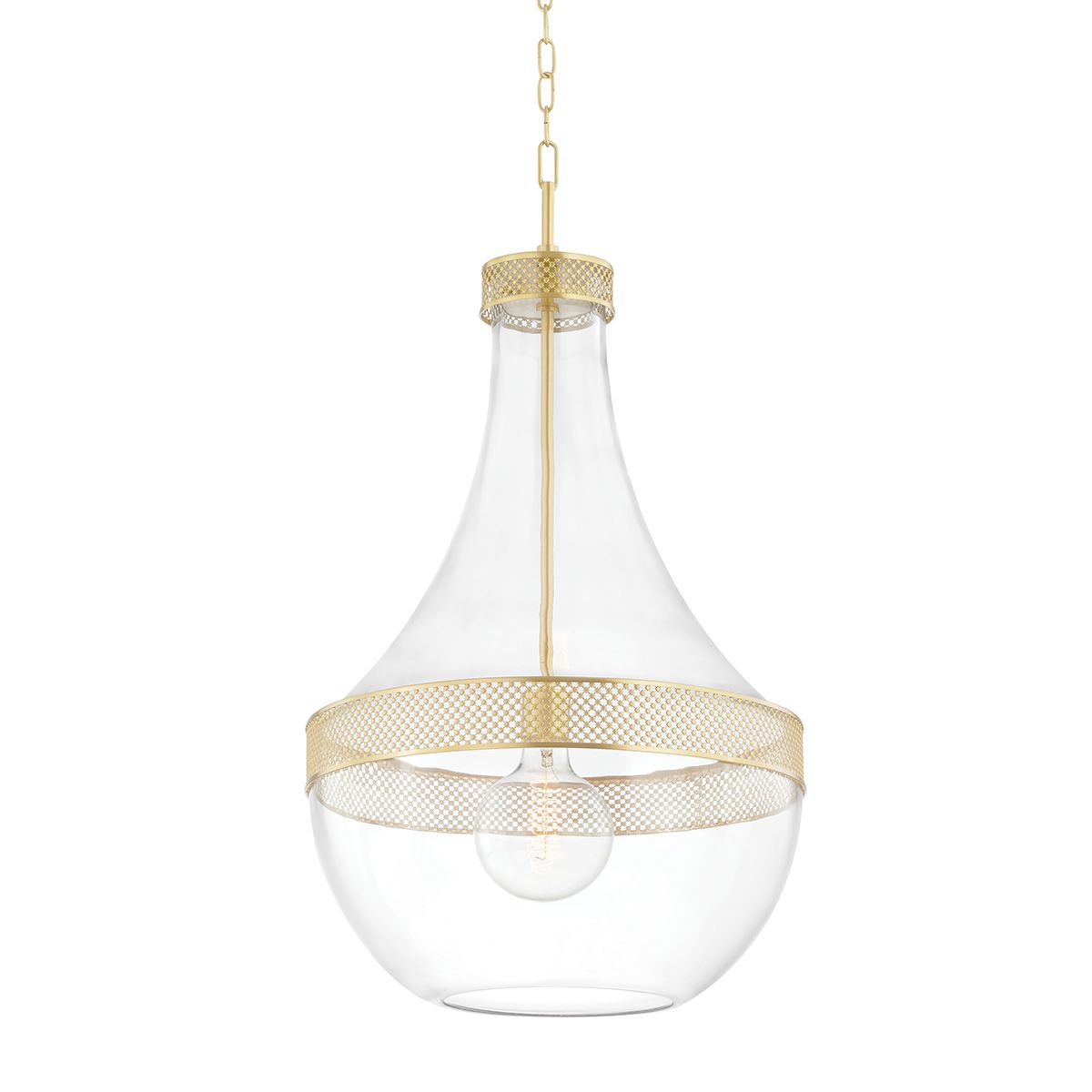 Hudson Valley Lighting 1817 Hagen Large Pendant Light with Clear Genie Shade, Dimmable, 60W E26 Base