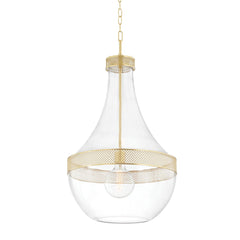 Hudson Valley Lighting 1817 Hagen Large Pendant Light with Clear Genie Shade, Dimmable, 60W E26 Base