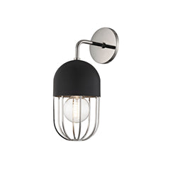 Mitzi Haley Sconce 13.5" Aged Brass & Black Wall Light, Dimmable, Vintage-Inspired Design