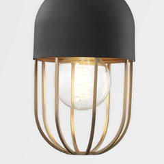 Mitzi Haley Sconce 13.5" Aged Brass & Black Wall Light, Dimmable, Vintage-Inspired Design