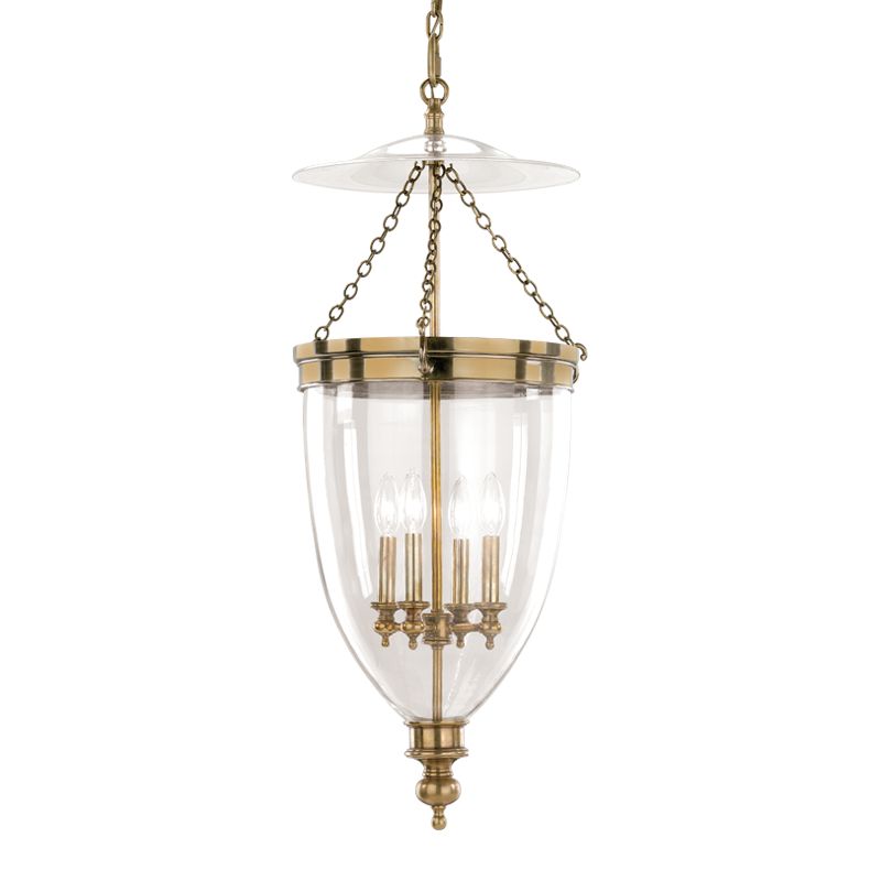 Hudson Valley Lighting Hanover Large Pendant 34" Clear Glass Shade Aged Brass Elegance