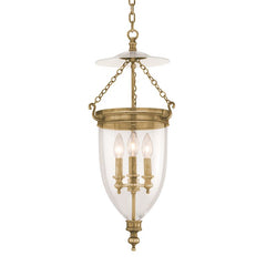 Hanover Pendant Light by Hudson Valley Lighting, Aged Brass Finish, 3-Light, Adjustable Height 30"-78