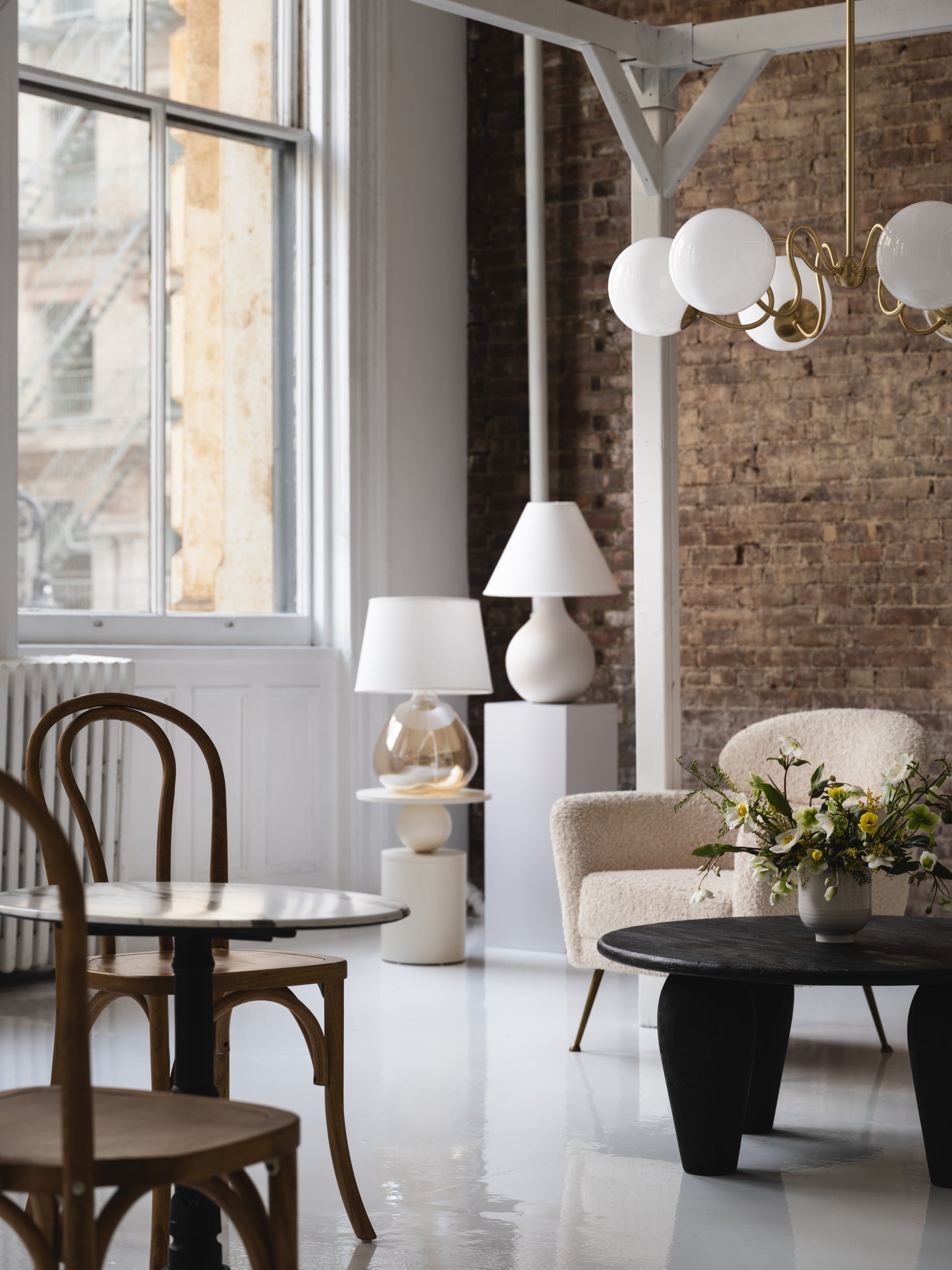 Helena Table Lamp by Mitzi - 25" Tall, Aged Brass & Matte White, Dimmable, Elegant Design