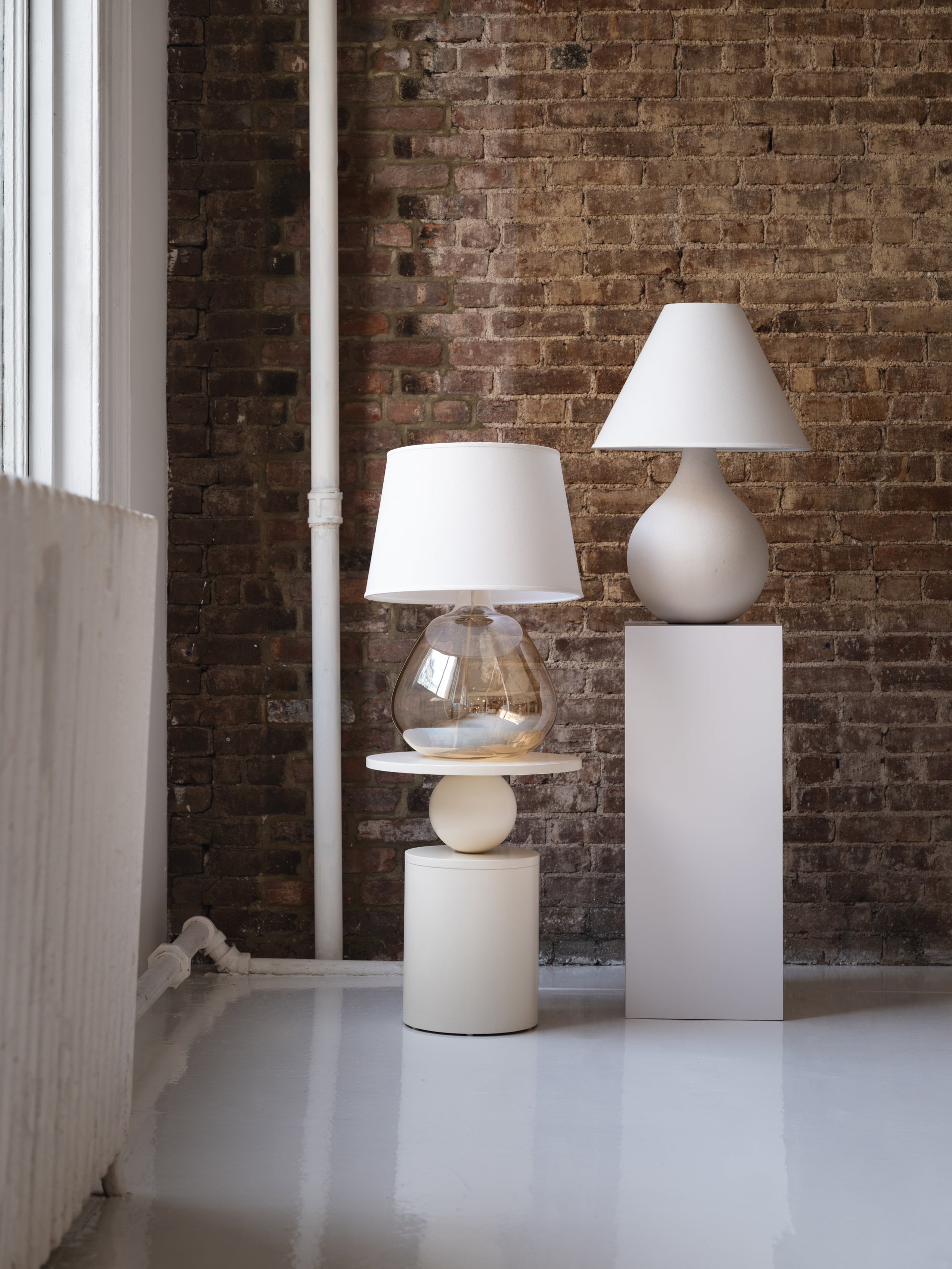 Helena Table Lamp by Mitzi - 25" Tall, Aged Brass & Matte White, Dimmable, Elegant Design