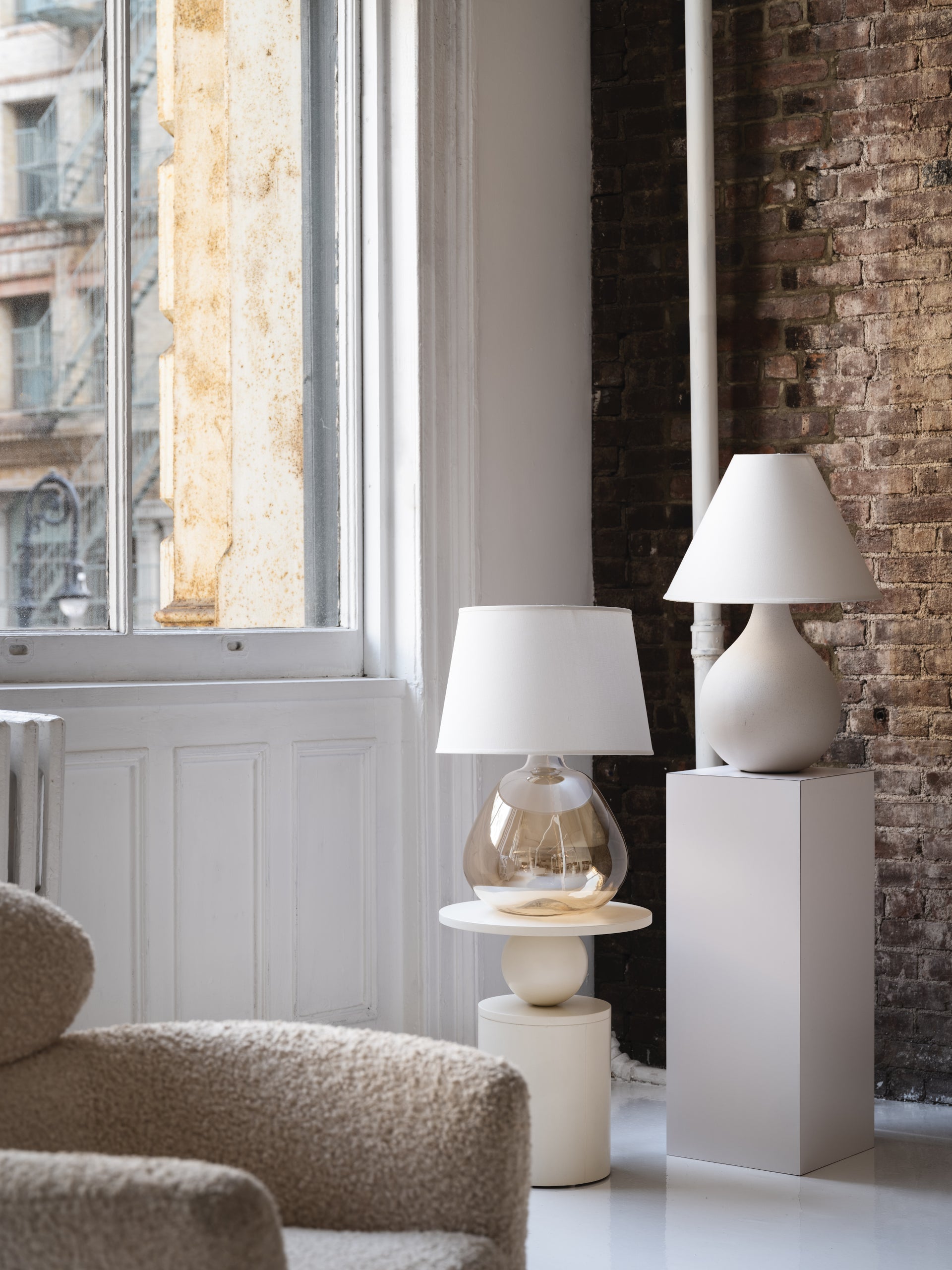 Helena Table Lamp by Mitzi - 25" Tall, Aged Brass & Matte White, Dimmable, Elegant Design