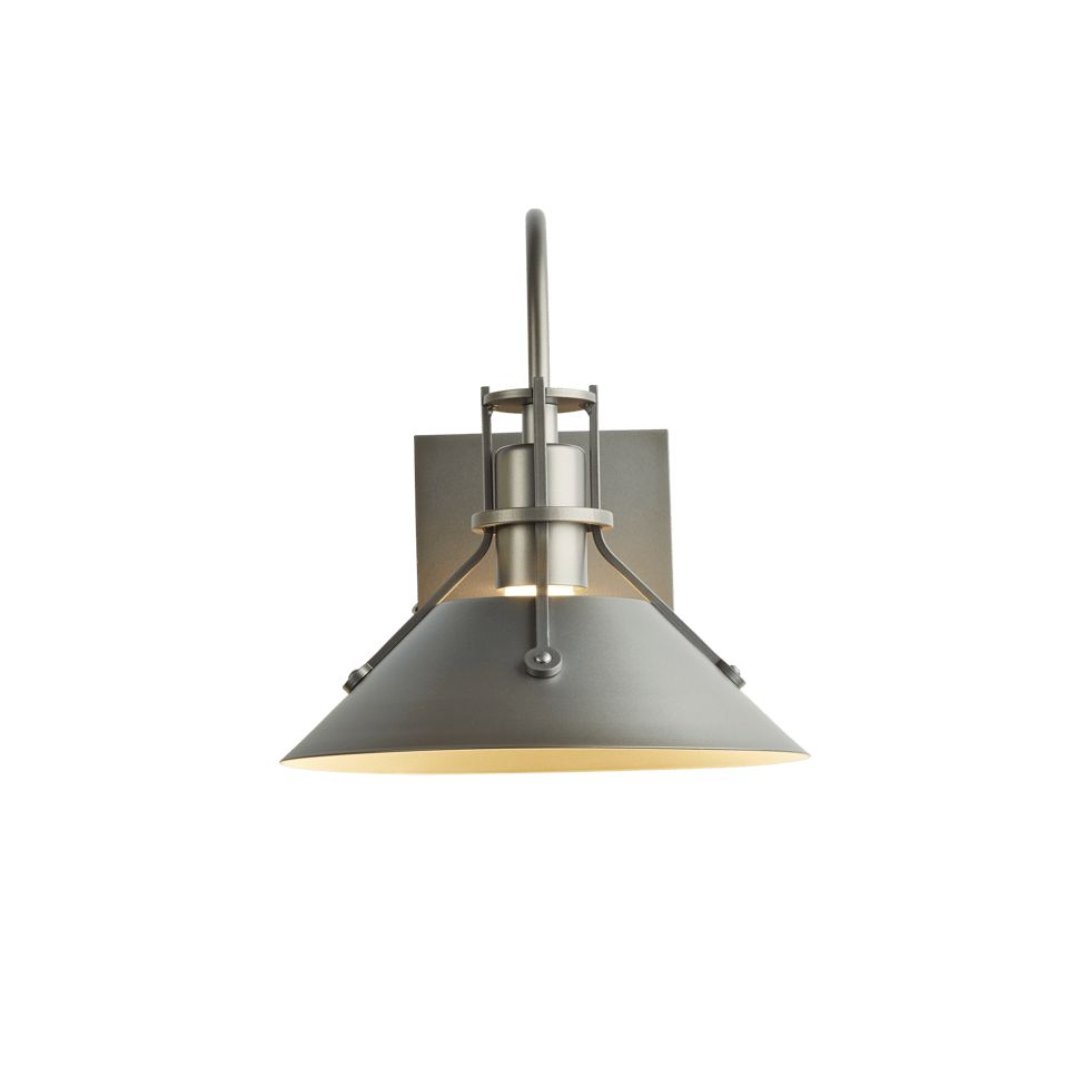 Henry Small Outdoor Sconce 10.5" High by Hubbardton Forge - Riveted Metal Shade, Dimmable E26 Bulb