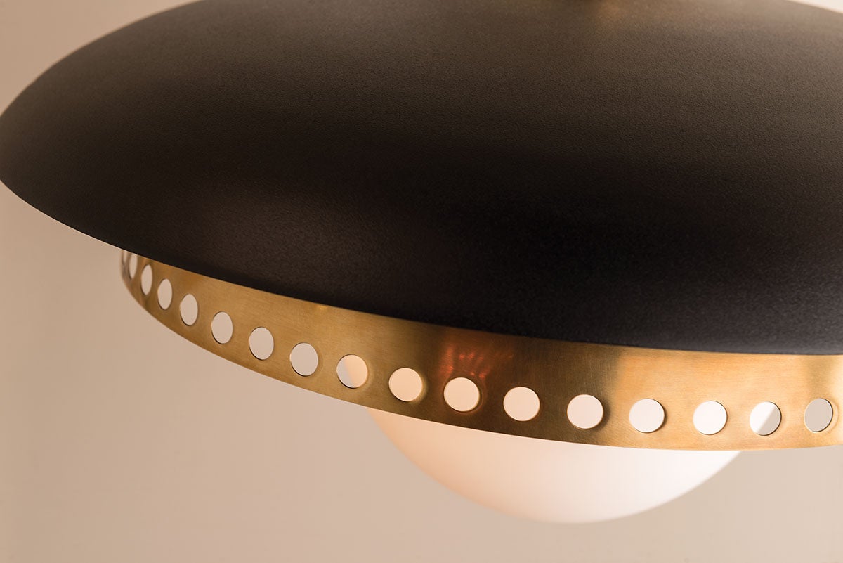 Herkimer Sconce 17" Height by Hudson Valley Lighting in Aged Brass with Opal Glass Shade