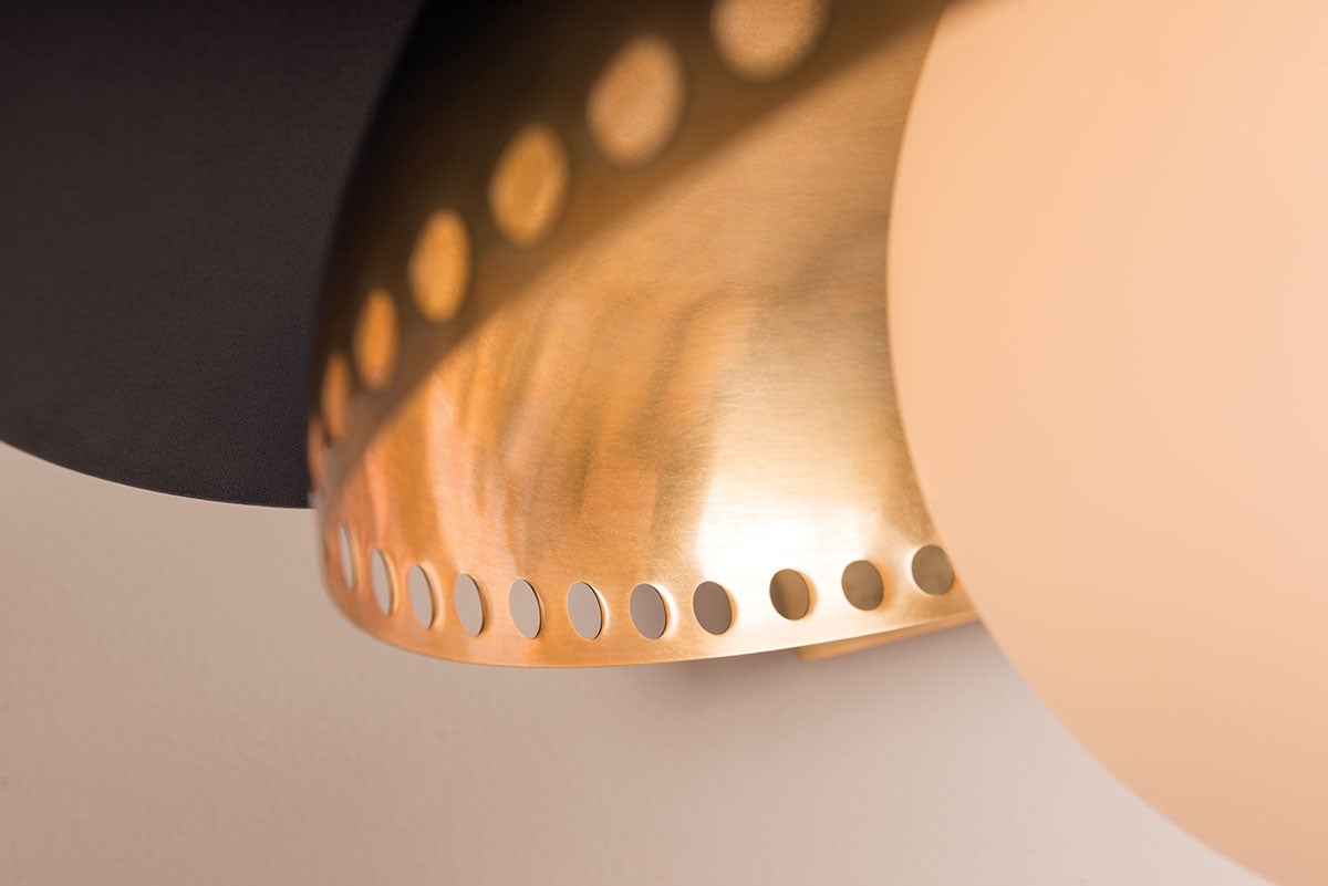 Herkimer Sconce 17" Height by Hudson Valley Lighting in Aged Brass with Opal Glass Shade