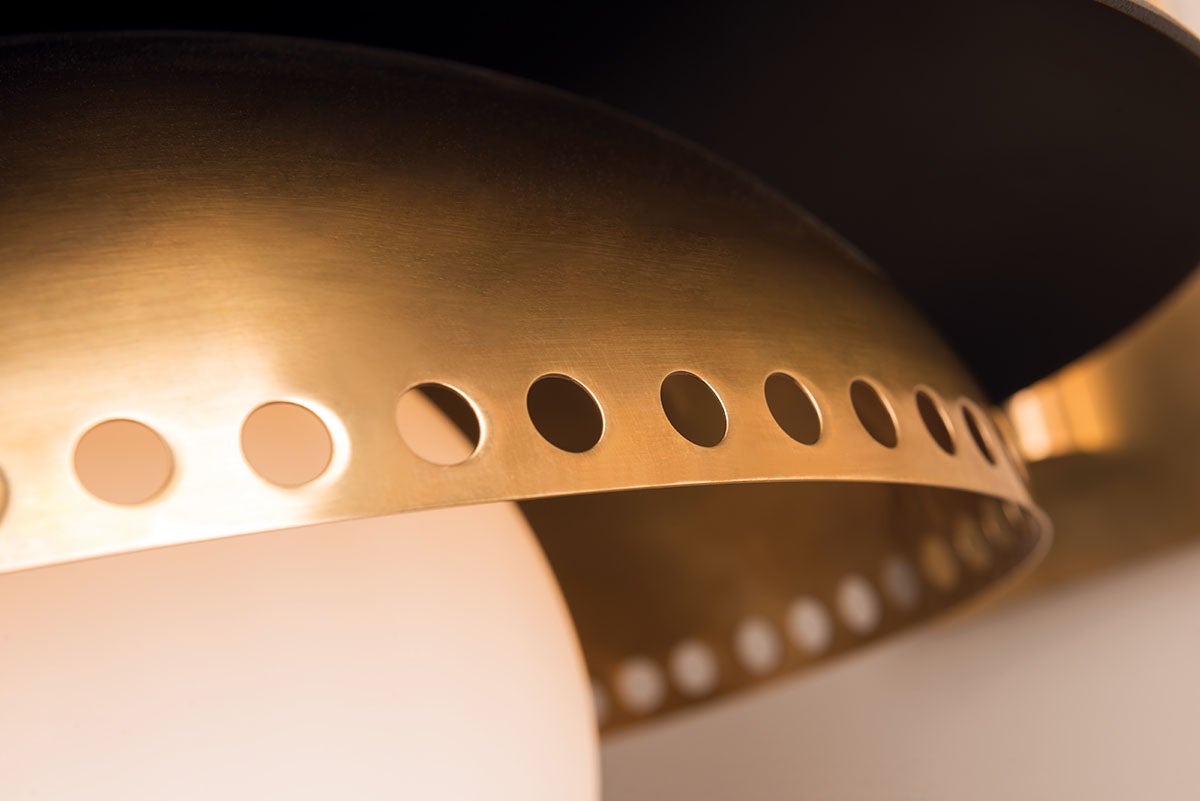 Herkimer Sconce 17" Height by Hudson Valley Lighting in Aged Brass with Opal Glass Shade