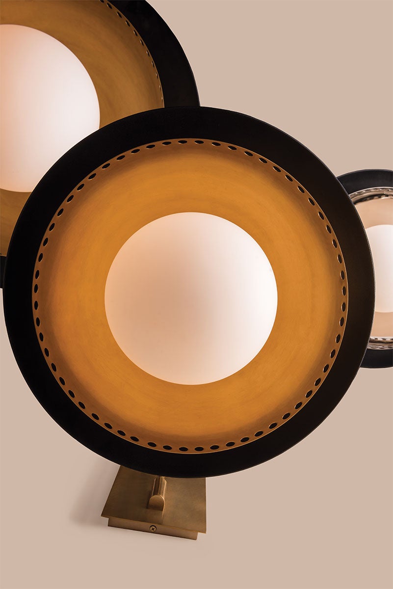 Herkimer Sconce 17" Height by Hudson Valley Lighting in Aged Brass with Opal Glass Shade
