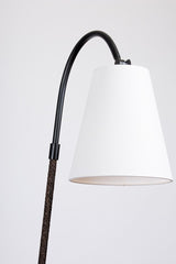 Holliston 64-Inch Floor Lamp by Troy Lighting, Dimmable, Modern Forged Iron Design with White Linen Shade