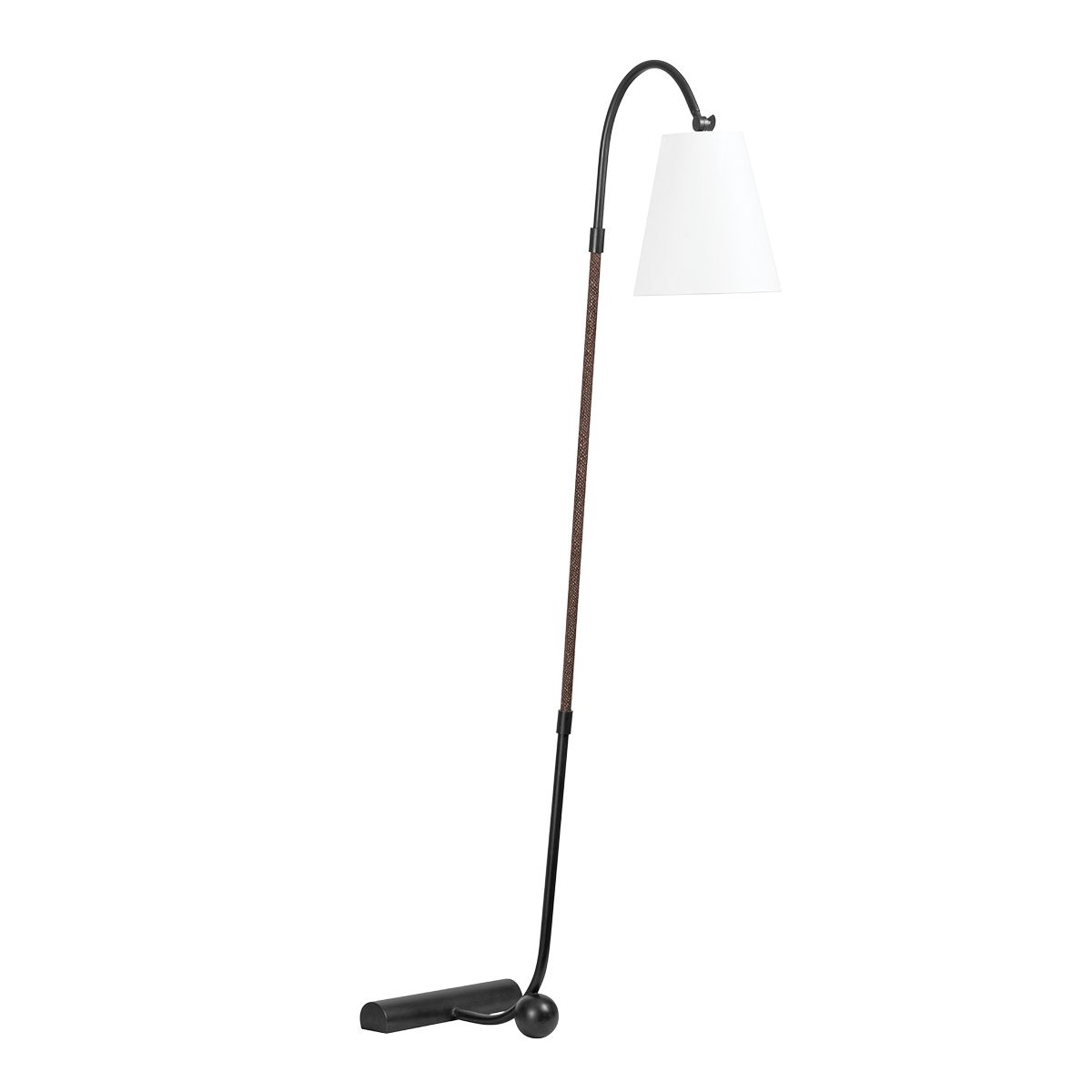 Holliston 64-Inch Floor Lamp by Troy Lighting, Dimmable, Modern Forged Iron Design with White Linen Shade