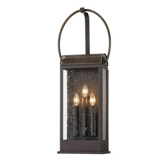 Holmes Large Outdoor Wall Sconce by Troy Lighting, 3 Bulb, Bronze and Brass Finish, UL Wet Rated