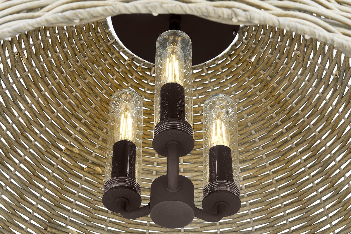 Huxley Outdoor Pendant by Troy Lighting, 3-Bulb, Adjustable Hanging Height, UL Wet Rated, Textured Bronze Finish