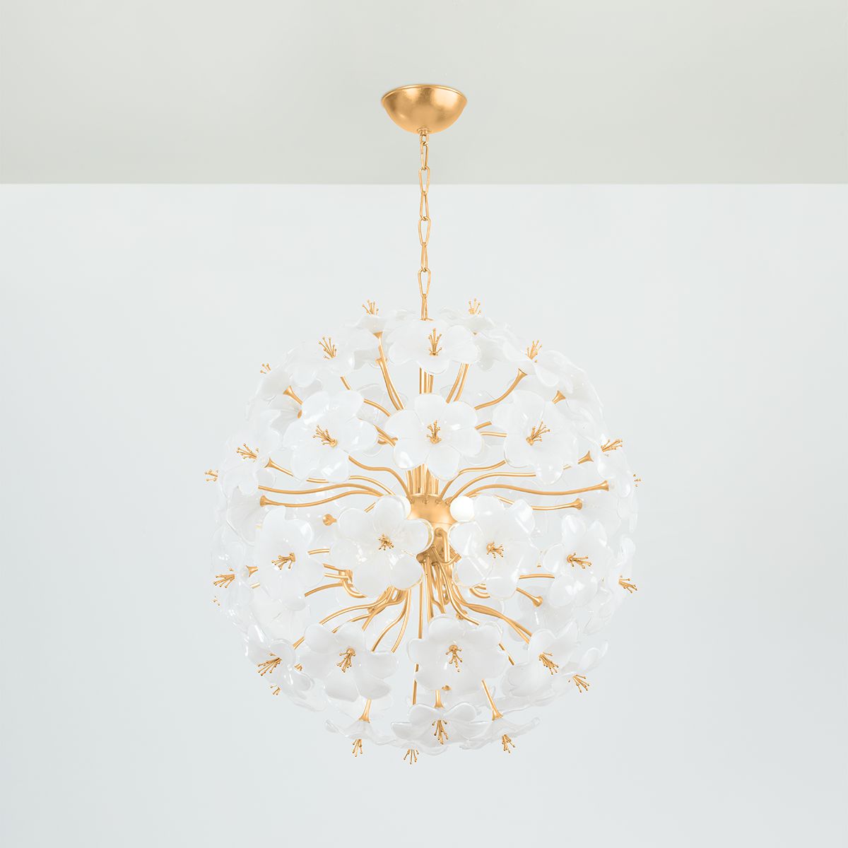 Hygea Large Chandelier by Corbett Lighting, 8-Bulb, Gold Leaf, Adjustable Height 40"-109.5