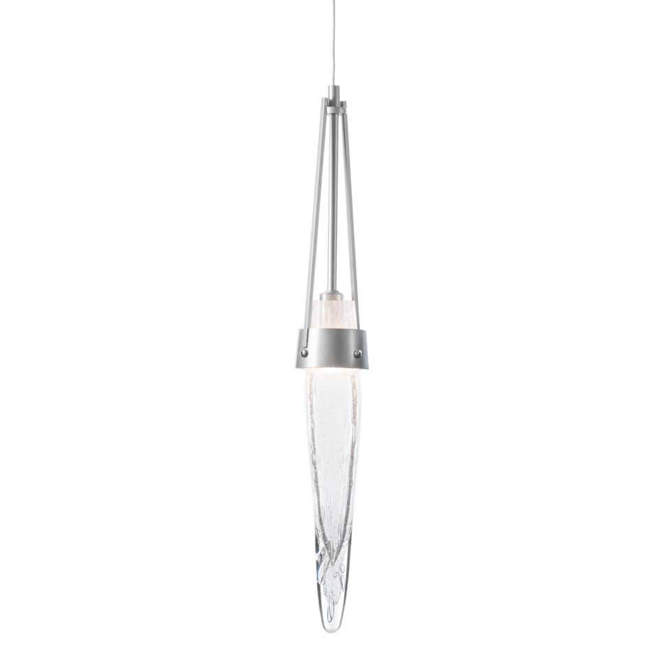 Icicle Mini Pendant Light by Hubbardton Forge 161041, Handcrafted Bubble Glass, Dimmable, Versatile Finish Options