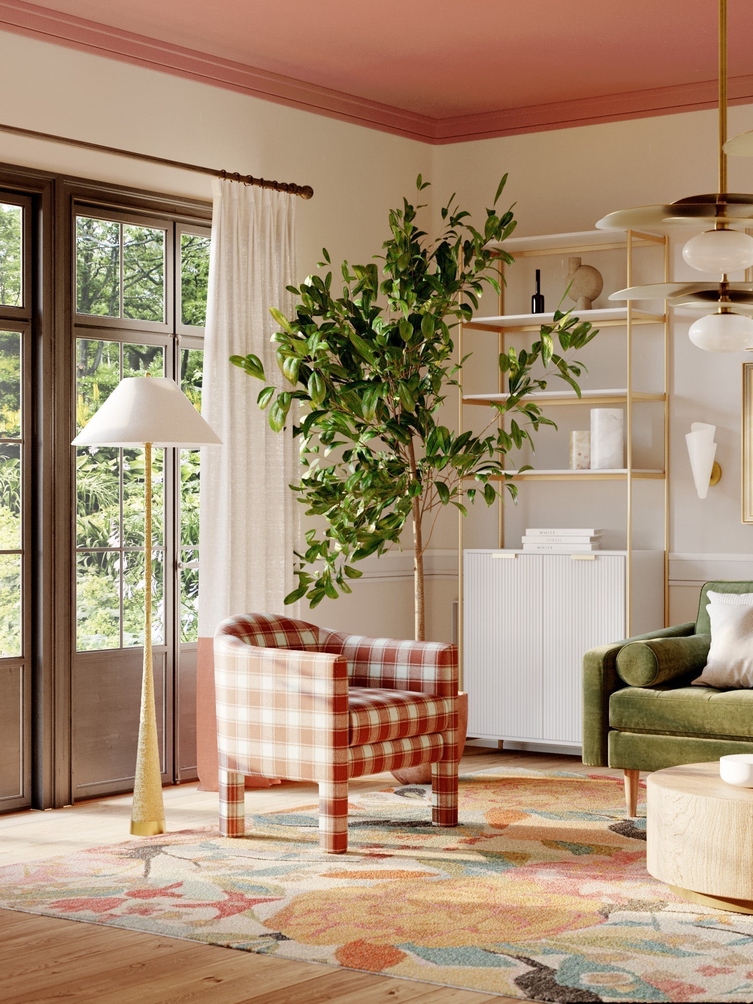 Mitzi Indie Floor Lamp, 64" Tall Dimmable Aged Brass Design with White Linen Shade, UL Rated