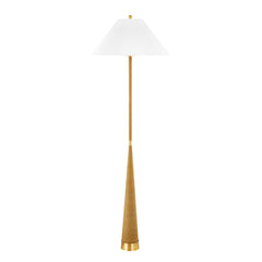 Mitzi Indie Floor Lamp, 64" Tall Dimmable Aged Brass Design with White Linen Shade, UL Rated