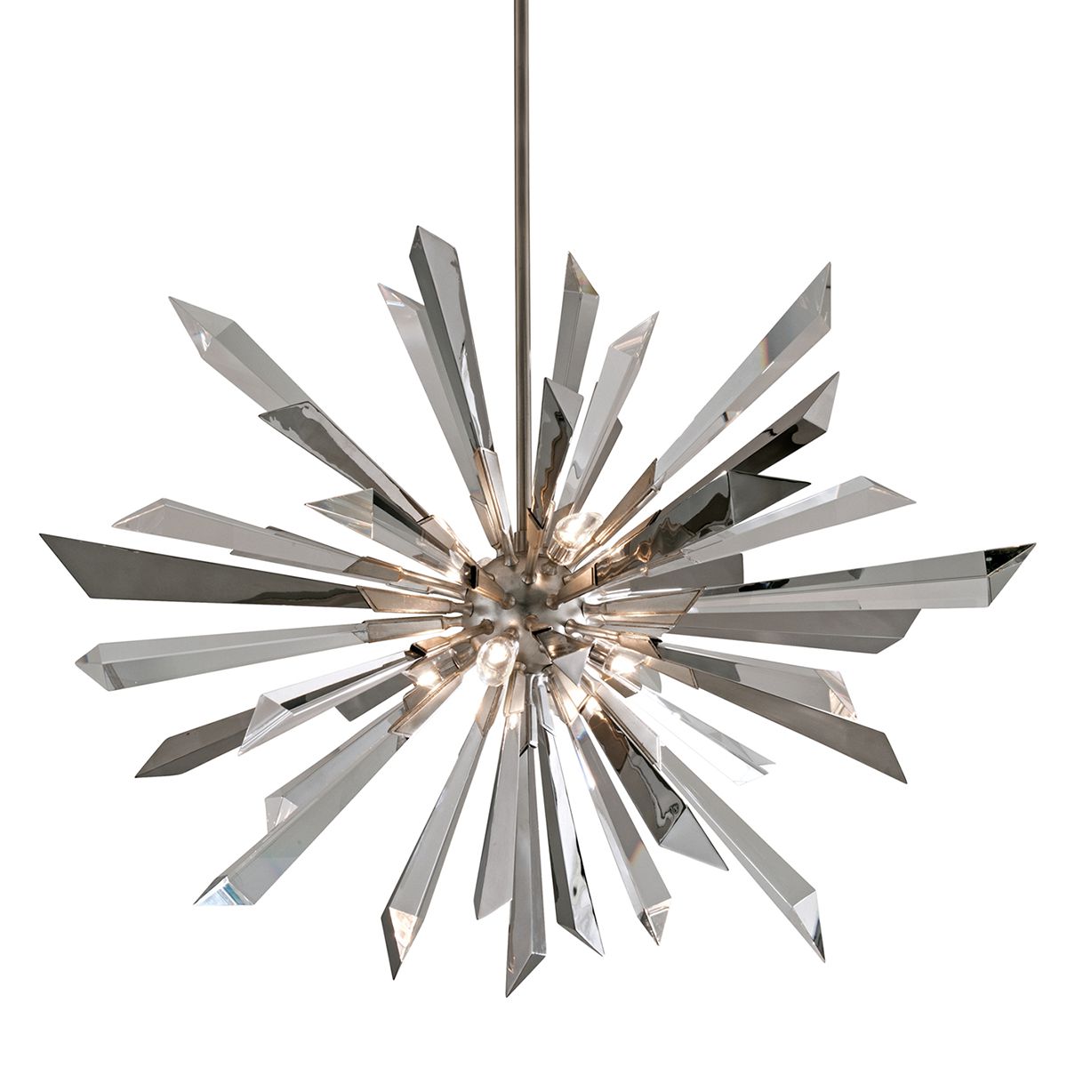 Inertia Large Chandelier 38"H x 48"W by Corbett Lighting - Dimmable Crystal & Stainless Steel Elegance