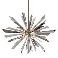 Inertia Large Chandelier 38"H x 48"W by Corbett Lighting - Dimmable Crystal & Stainless Steel Elegance