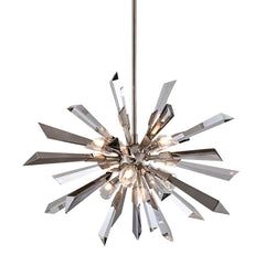 Inertia Mini Chandelier by Corbett Lighting - 6-Bulb Dimmable Modern Crystal & Stainless Steel Design