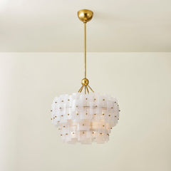Jacik Chandelier By Troy Lighting, 6-Light Vintage Gold Leaf Finish, Dimmable, Adjustable Height