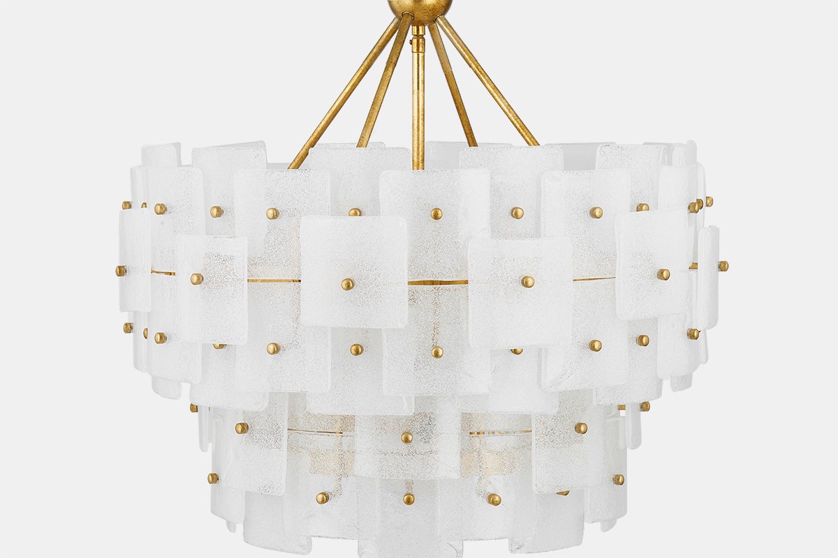 Jacik Chandelier By Troy Lighting, 6-Light Vintage Gold Leaf Finish, Dimmable, Adjustable Height