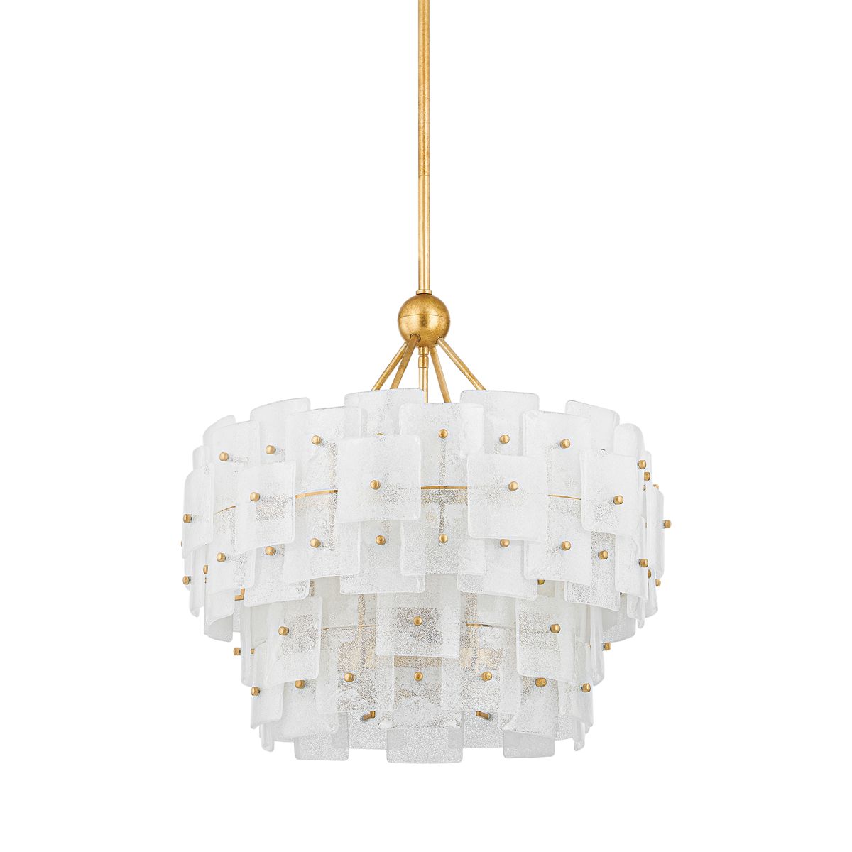 Jacik Chandelier By Troy Lighting, 6-Light Vintage Gold Leaf Finish, Dimmable, Adjustable Height