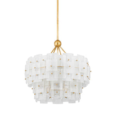 Jacik Chandelier By Troy Lighting, 6-Light Vintage Gold Leaf Finish, Dimmable, Adjustable Height