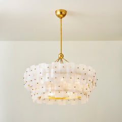 Jacik 8-Light Large Chandelier by Troy Lighting with Vintage Gold Leaf Finish and Opal Glass Shades