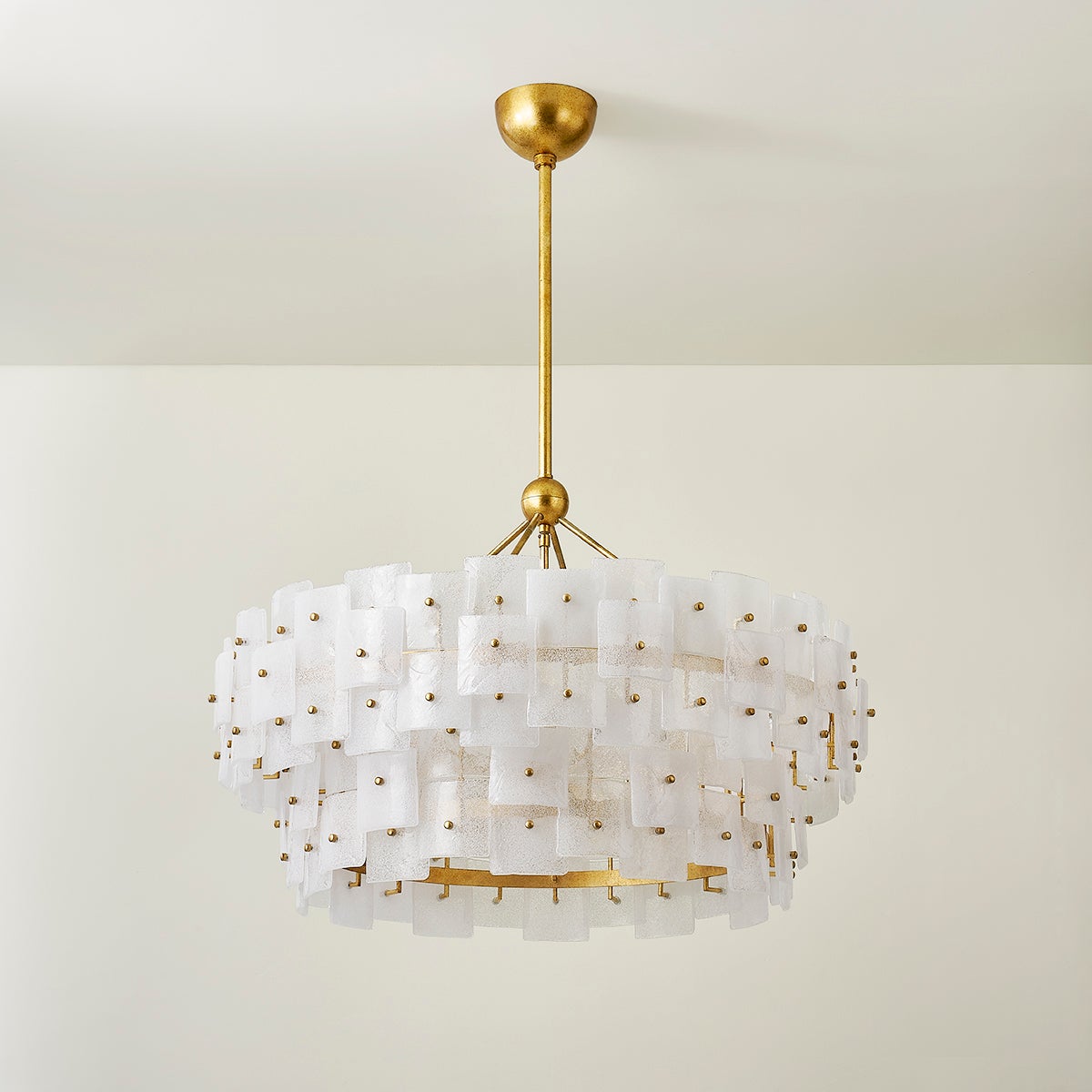 Jacik 8-Light Large Chandelier by Troy Lighting with Vintage Gold Leaf Finish and Opal Glass Shades