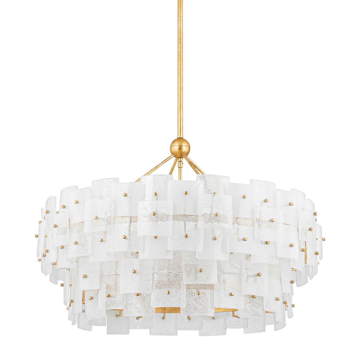 Jacik 8-Light Large Chandelier by Troy Lighting with Vintage Gold Leaf Finish and Opal Glass Shades