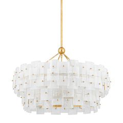 Jacik 8-Light Large Chandelier by Troy Lighting with Vintage Gold Leaf Finish and Opal Glass Shades