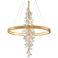 Jasmine 60" Large Chandelier by Corbett Lighting, Elegant Gold Leaf Finish, Dimmable, Adjustable Height