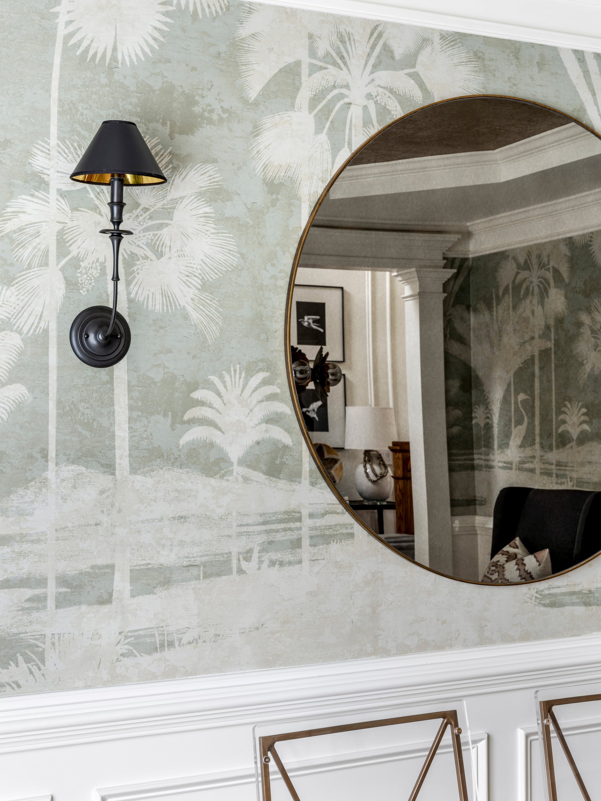 Jasper Sconce 18.75"H by Hudson Valley Lighting with Dimmable Black Parchment Shade and Gold Foil Lining