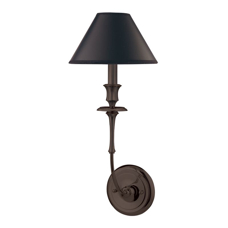 Jasper Sconce 18.75"H by Hudson Valley Lighting with Dimmable Black Parchment Shade and Gold Foil Lining