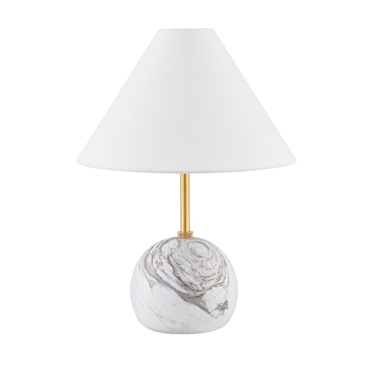 Jewel Table Lamp HL864201-AGB by Mitzi, Dimmable Aged Brass Finish with White Linen Shade, 16" Tall