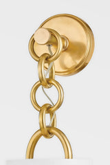 Kansa Sconce 20.75" High Vintage Brass Wall Light With Dimmable Capability & White Linen Shade