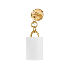 Kansa Sconce 20.75" High Vintage Brass Wall Light With Dimmable Capability & White Linen Shade
