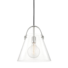 Karin Large Pendant Light by Mitzi, Adjustable Height, Dimmable, Clear Glass Shade, Aged Brass & Nickel