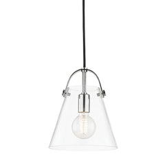 Mitzi Karin Mini Pendant Light, Adjustable 14"-130", Dimmable, Clear Glass Shade, Aged Brass or Polished Nickel