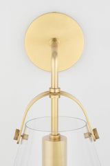 Mitzi Karin Sconce H162101 - Elegant Clear Glass Wall Light in Aged Brass & Polished Nickel Finishes