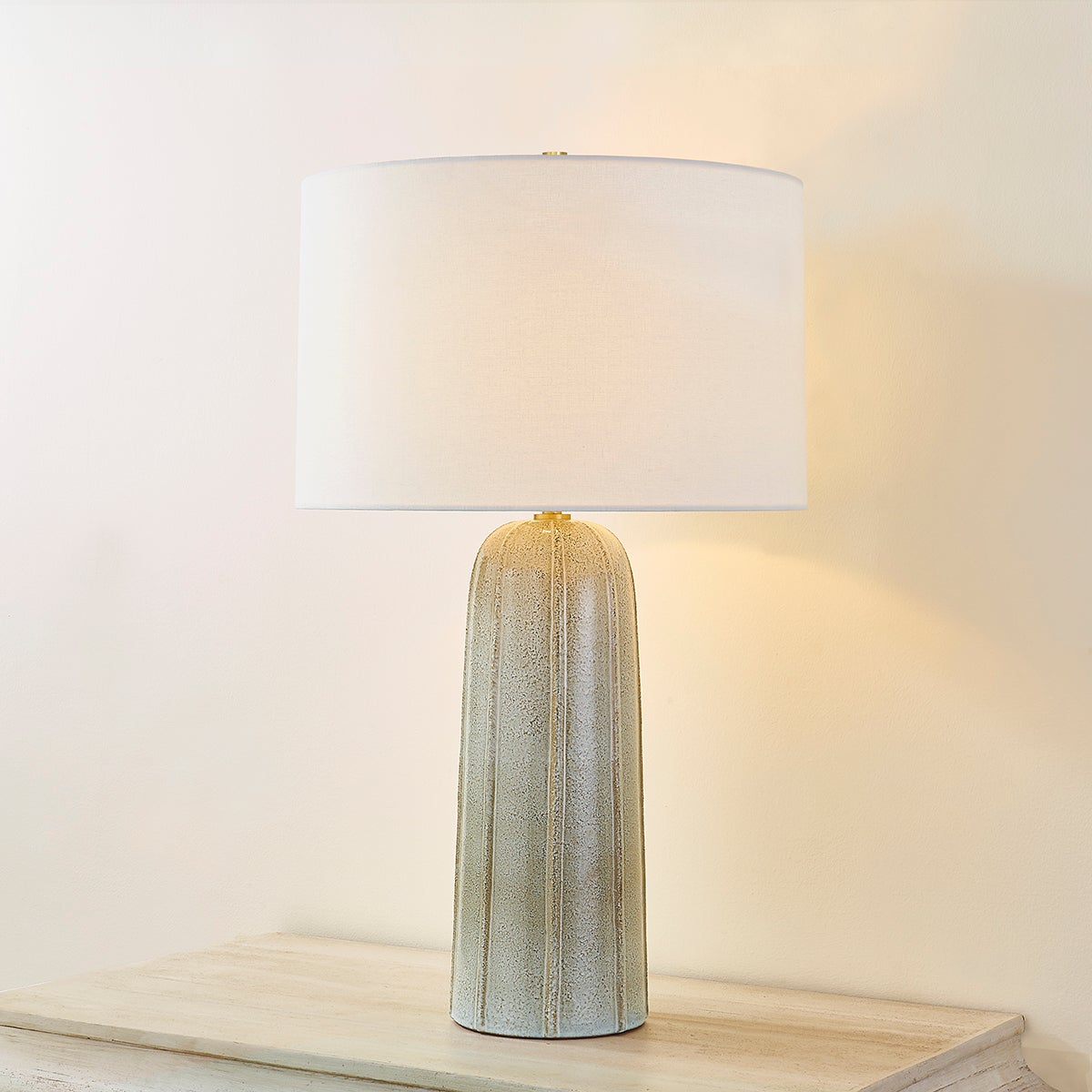 Mitzi Kel Table Lamp 26" Height Aged Brass & Ceramic Reactive Ash Dimmable Decorative Lighting