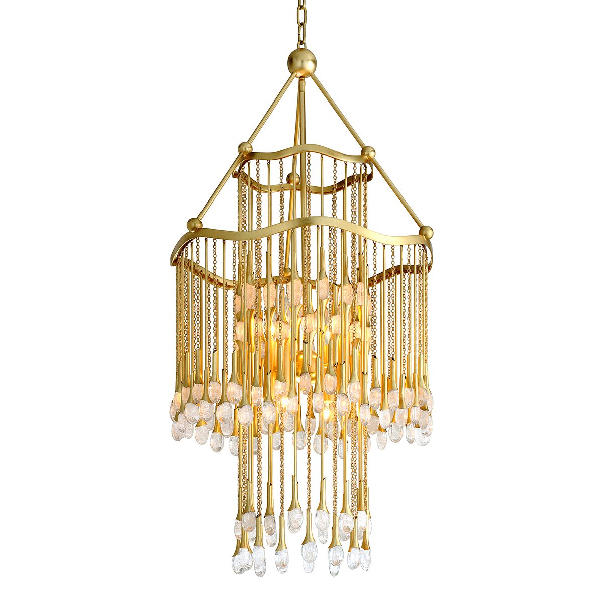 Kiara Chandelier 45.5" Tall by Corbett Lighting with Gold Leaf Finish & Dimmable 8 Candelabra Bulbs