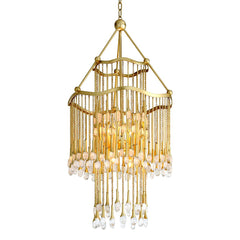 Kiara Chandelier 45.5" Tall by Corbett Lighting with Gold Leaf Finish & Dimmable 8 Candelabra Bulbs