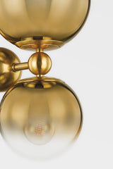 Kyoto Sconce by Corbett Lighting 427-02-VPB, Ombre Glass & Vintage Polished Brass, Dimmable, UL Damp Rated