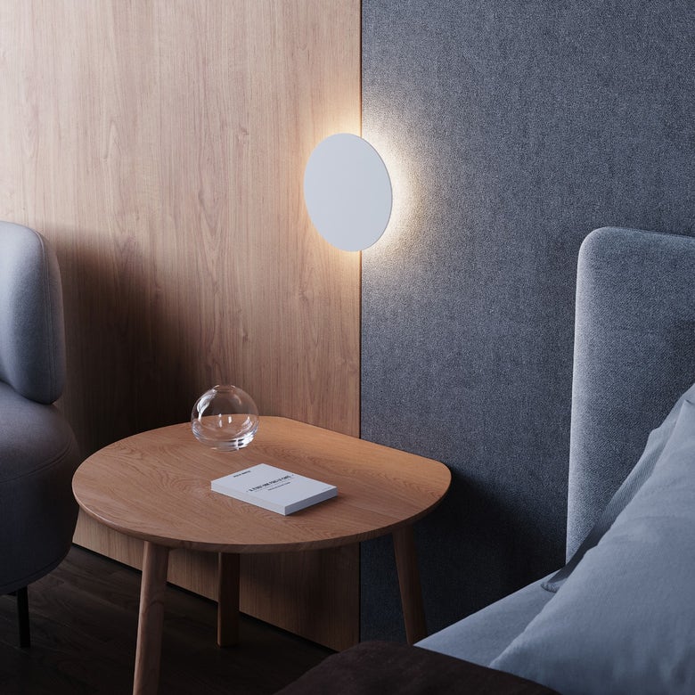 SONNEMAN LP Round Sconce 12W LED Wall Light IP65 Dimmable Halo Effect Textured Black/White